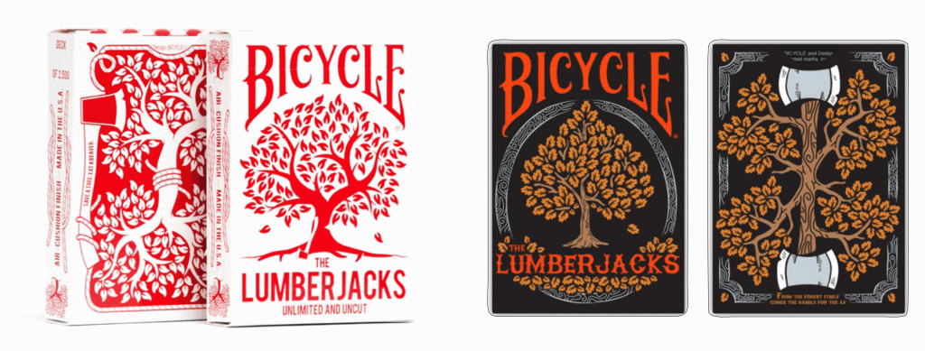 The Lumberjacks Playing Cards (Left - 1st Edition. Right - 2nd Edition)