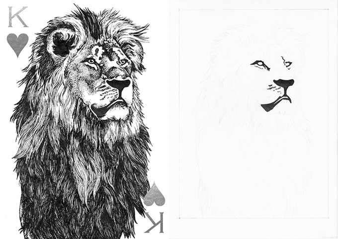 Captive Souls Playing Cards - Cecil Drawing Process